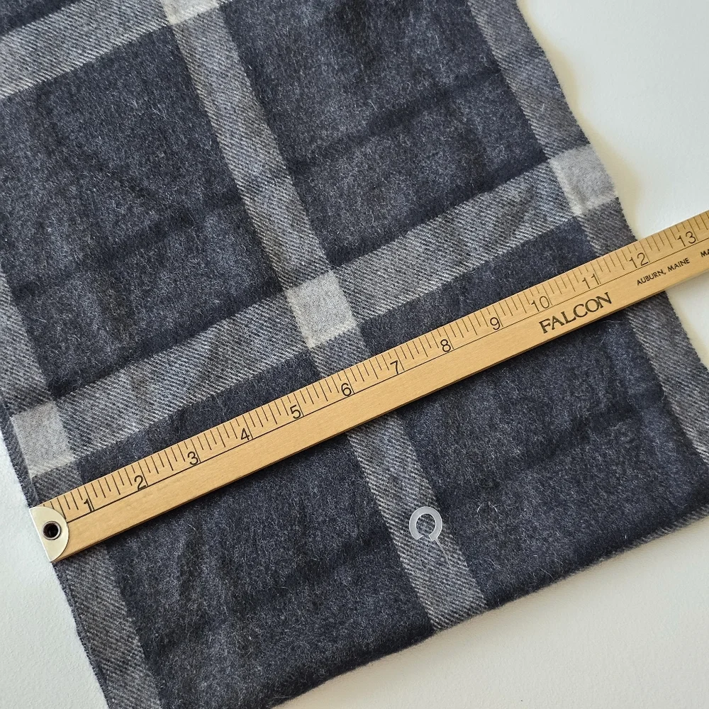 Club Room Men's Plaid Fringe Scarf in Charcoal and Light Gray